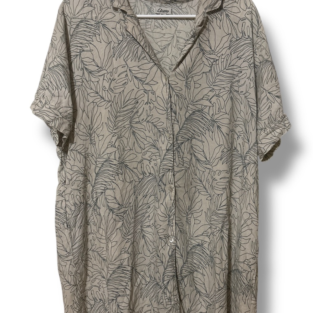 Men's Leaf Print Shirt - Gray